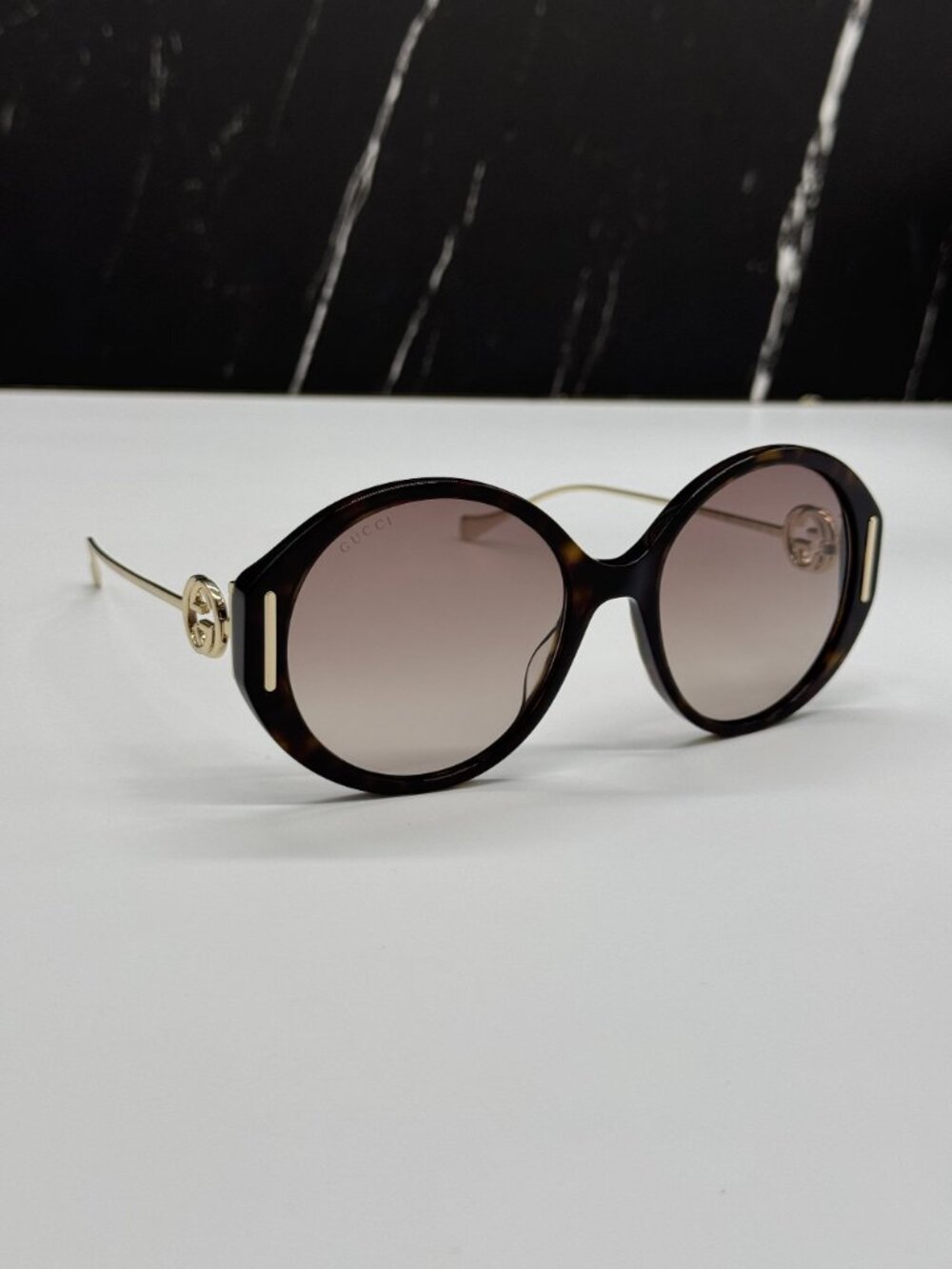 NEW GUCCI GG1202S 003 SUNGLASSES OVERSIZED GOLD/HAVANA WOMEN EYEWEAR - Picture 6 of 11